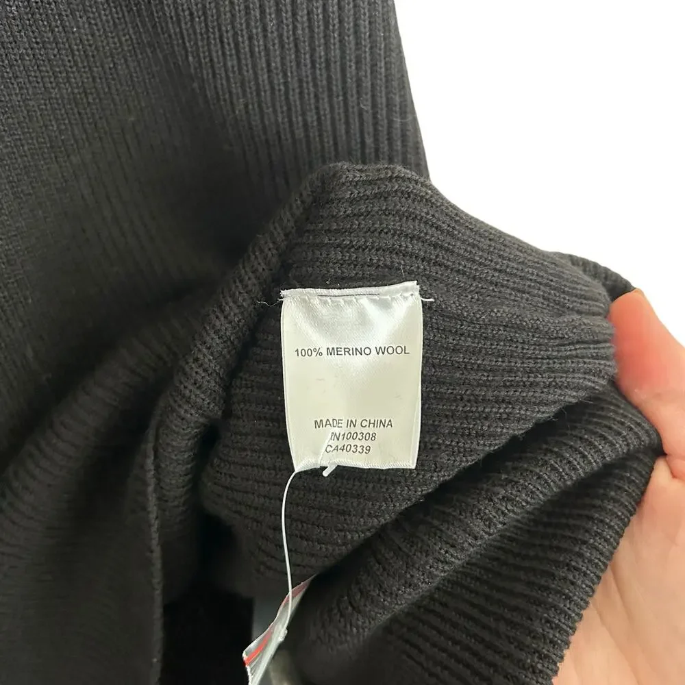 Peter Millar Crown Black Merino Wool Apres Ski Quarter Magnet Sweater Sz L